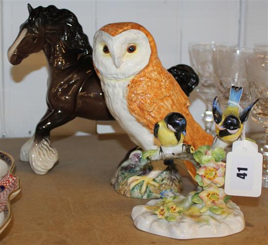 Beswick horse, owl & bird group